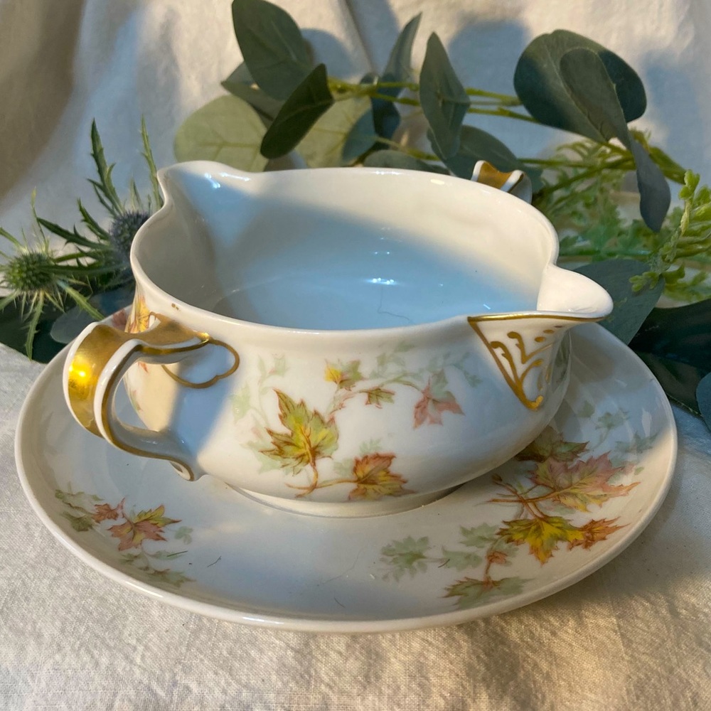 Haviland Autumn Leaves Gravy Boat Limoges